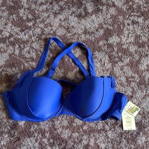 5/$25 3X Royal Blue Underwire Bikini Top with Adjustable Straps